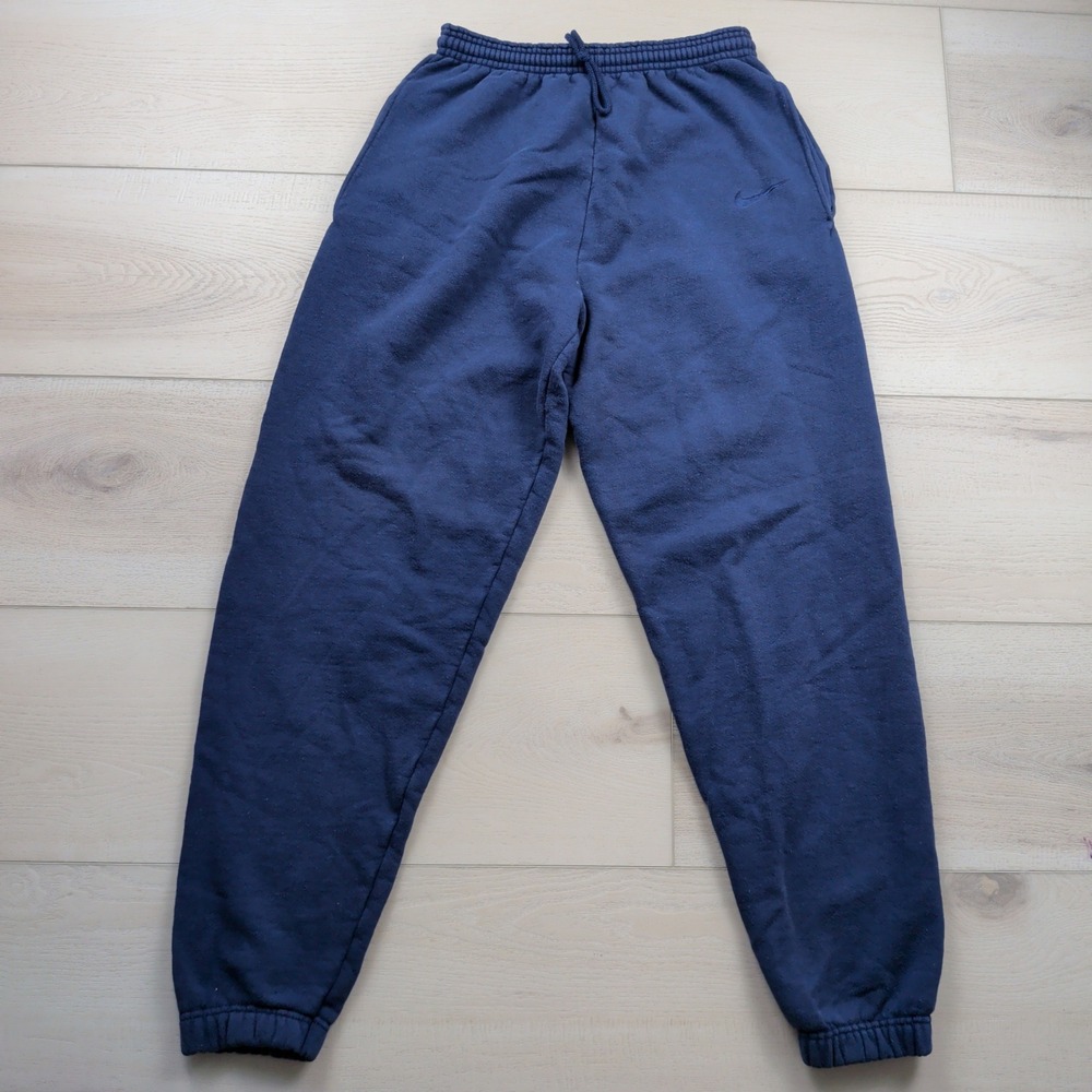 Vintage 90s Nike Jogger Sweatpants Mens Large Navy Blue Made in USA Embroidered
